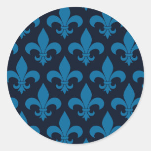 French Fleur de lis Pattern Classic Round Sticker