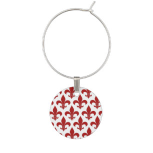 French Fleur de lis Pattern Classic Wine Glass Charm