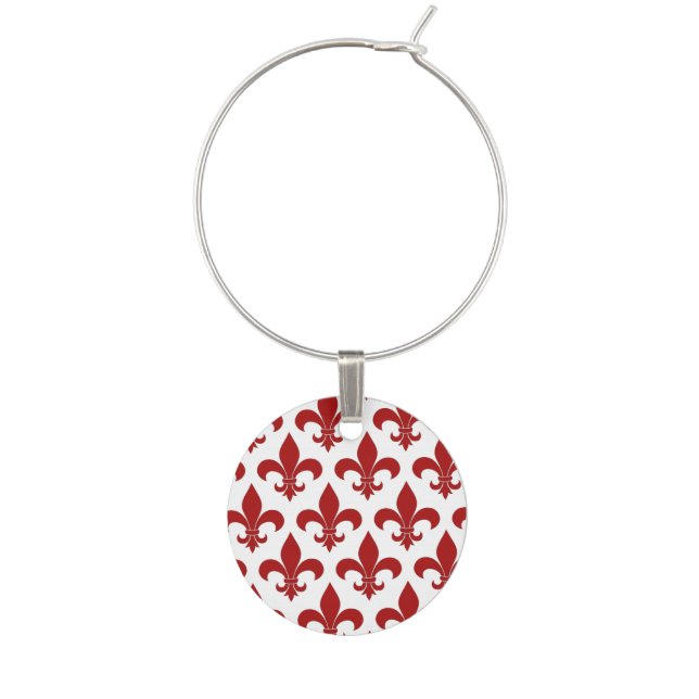 French Fleur de lis Pattern Classic Wine Glass Charm (Front)