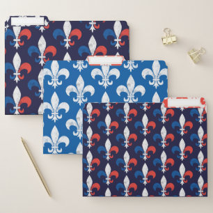 French Fleur de Lys Elegant Red White and Blue File Folder