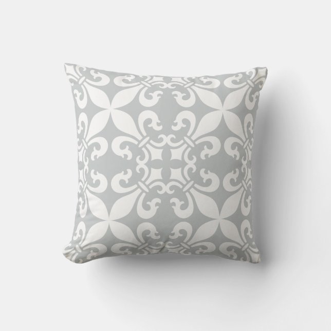 French Fleur de Lys Pattern Customizable Color Throw Pillow (Front)