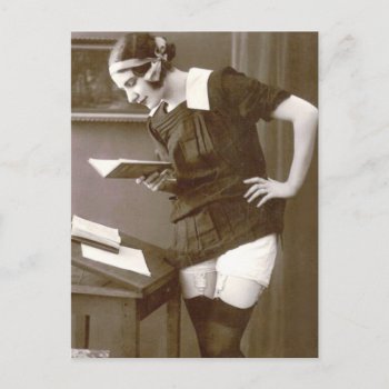 French Flirt - Garter Pinup Girl Postcard by FrenchFlirt at Zazzle