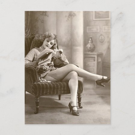 French Flirt - Hosiery Pinup Girl Postcard
