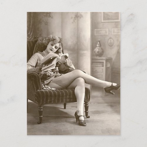 French Flirt _ Hosiery Pinup Girl Postcard
