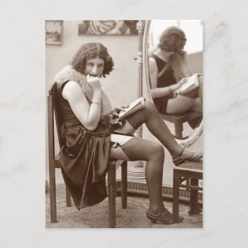 French Flirt -  Hosiery Pinup Girl Postcard by FrenchFlirt at Zazzle