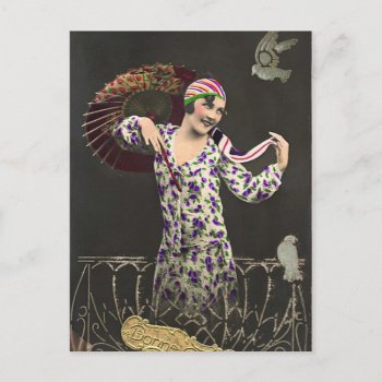 French Flirt - Vintage Glamour Girl Photo Postcard by FrenchFlirt at Zazzle