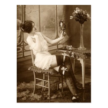 French Flirt - Vintage Pinup Girl Postcard