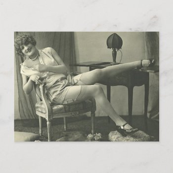 French Flirt  - Vintage Pinup Girl Postcard by FrenchFlirt at Zazzle