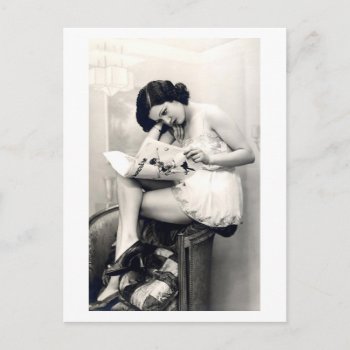French Flirt - Vintage Pinup Girl Postcard by FrenchFlirt at Zazzle