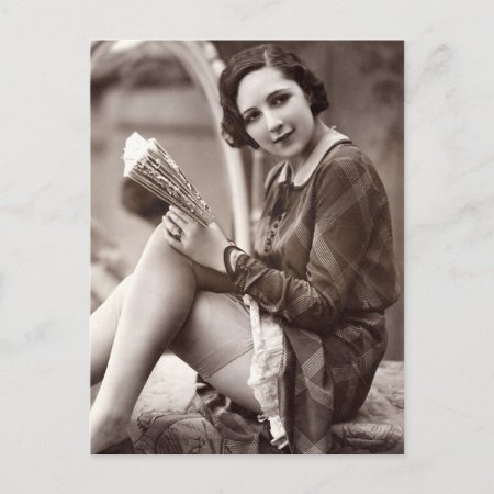 French Flirt - Vintage  Pinup Girl Postcard