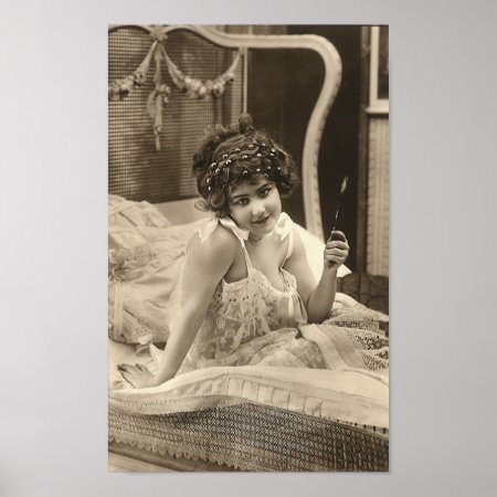 French Flirt  - Vintage Pinup Girl Poster