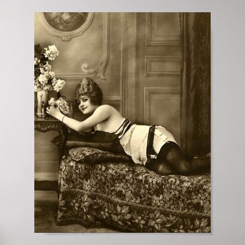 French Flirt  _ Vintage Pinup Girl Poster