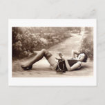 French Flirt - Vintage Pinup Girl Reading Postcard at Zazzle