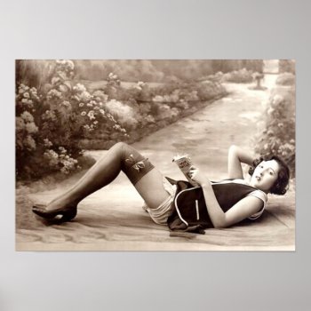 French Flirt - Vintage Pinup Girl Reading Poster by FrenchFlirt at Zazzle