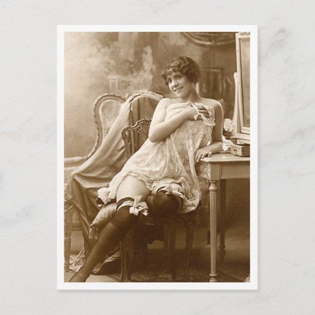French Flirt  - Vintage Pinup Postcard (Front)