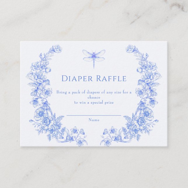 French Flora Something Blue Dragonfly Diaper Raffl Enclosure Card (Front)