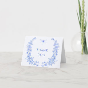 French Flora Something Blue Dragonfly Diaper Raffl Letterpress Thank You Card