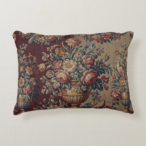 French Floral Antique Louis XV Style Accent Pillow