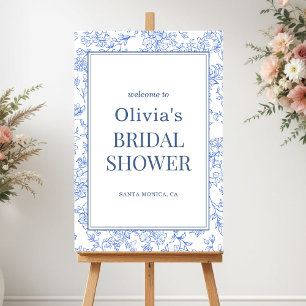 French Floral Blue Bridal Shower Welcome Foam Board