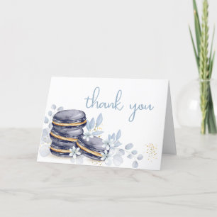 French Floral Bonjour Bébé Macaron Baby Shower Letterpress Thank You Card