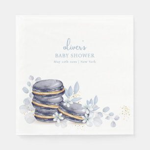 French Floral Bonjour Bébé Macaron Baby Shower Napkins