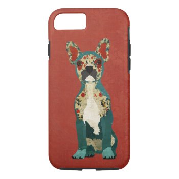 French Floral Bulldog Red Iphone 7 Case by Greyszoo at Zazzle