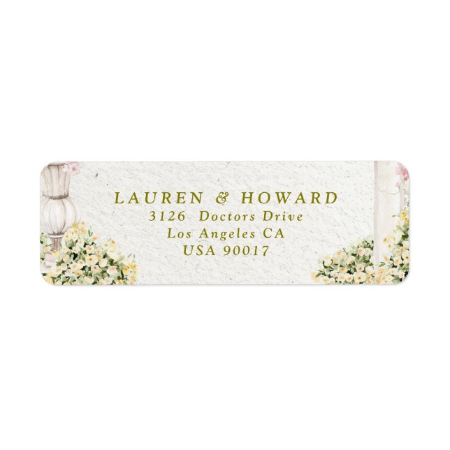 french floral chateau wedding Return Address Label (Front)