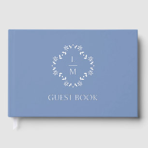 French Floral Couple Monogram Wedding  Foil Guest Book