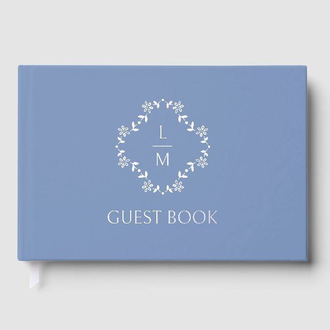 French Floral Couple Monogram Wedding  Foil Guest Book (Front)
