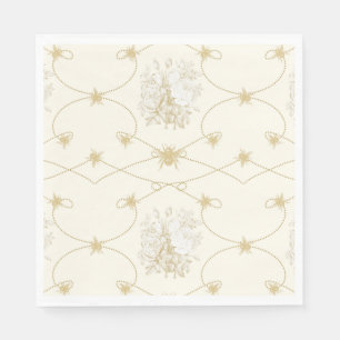 French Floral Elegant Bee Ivory Gold Shower Decor Napkins