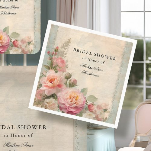 French Floral Elegant Bridal Shower Tea Vintage  Napkins