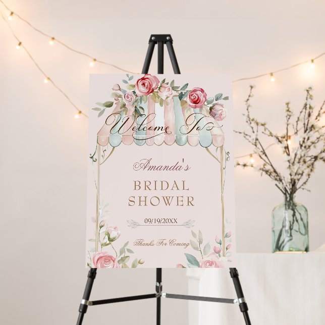 French Floral Garden Bridal Shower Welcome Sign  (In Situ (Stand))
