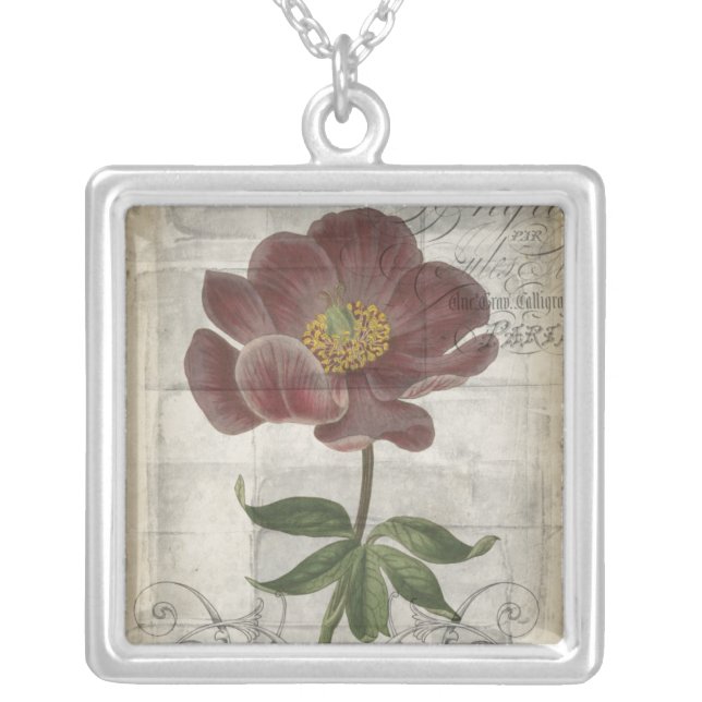 French Floral I Silver Plated Necklace (Front)