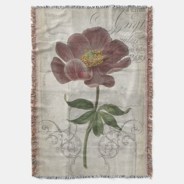 French Floral I Throw Blanket (Front Vertical)