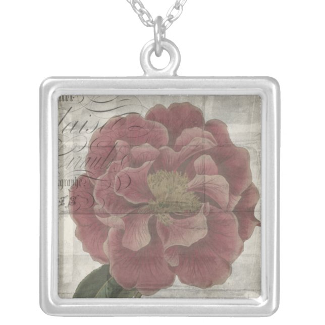 French Floral III Silver Plated Necklace (Front)