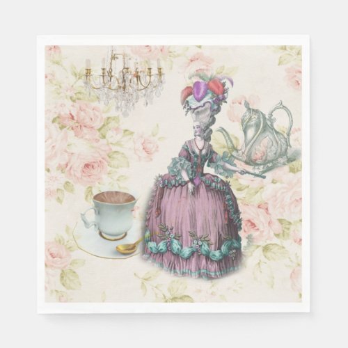 French floral Marie Antoinette Paris Tea Party  Napkins