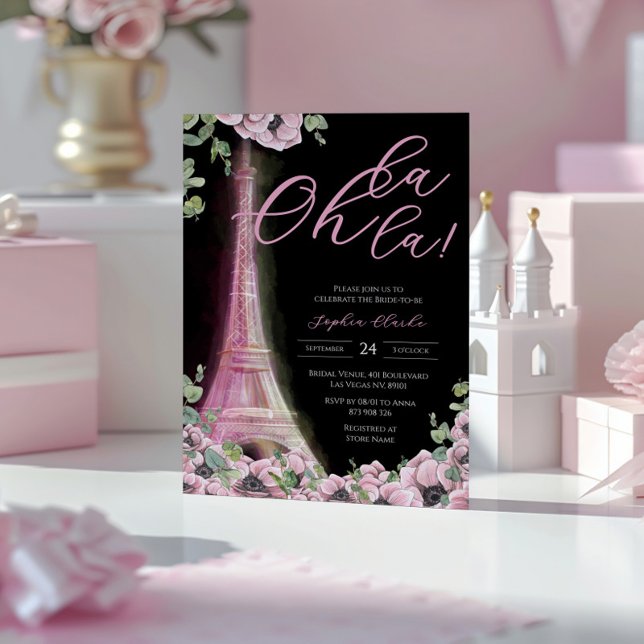 French Floral Oh la la Bridal Shower Invitation (Creator Uploaded)