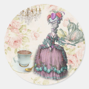 French floral Paris Tea Party Marie Antoinette Classic Round Sticker