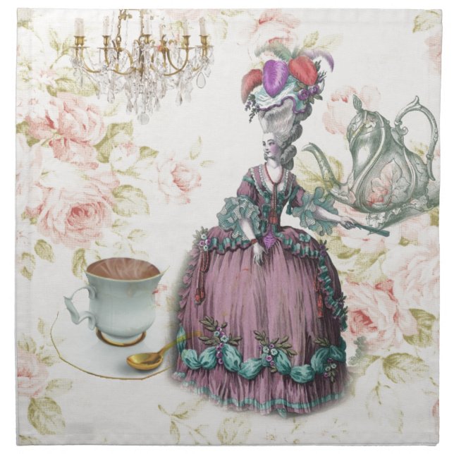French floral Paris Tea Party Marie Antoinette Cloth Napkin (Front)