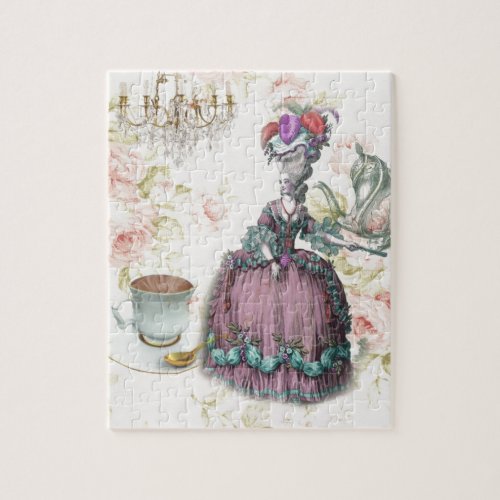 French floral Paris Tea Party Marie Antoinette Jigsaw Puzzle