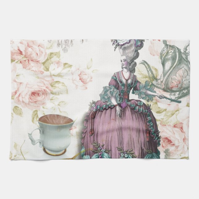 French floral Paris Tea Party Marie Antoinette Kitchen Towel (Horizontal)