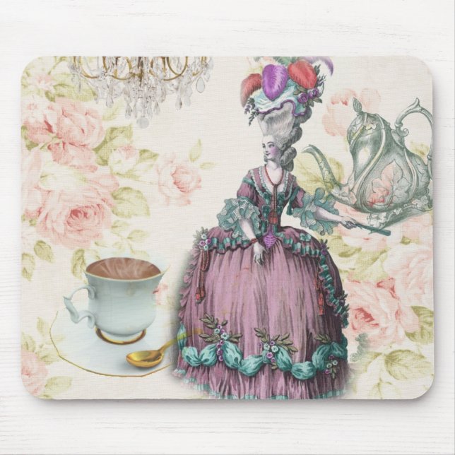 French floral Paris Tea Party Marie Antoinette Mouse Pad (Front)