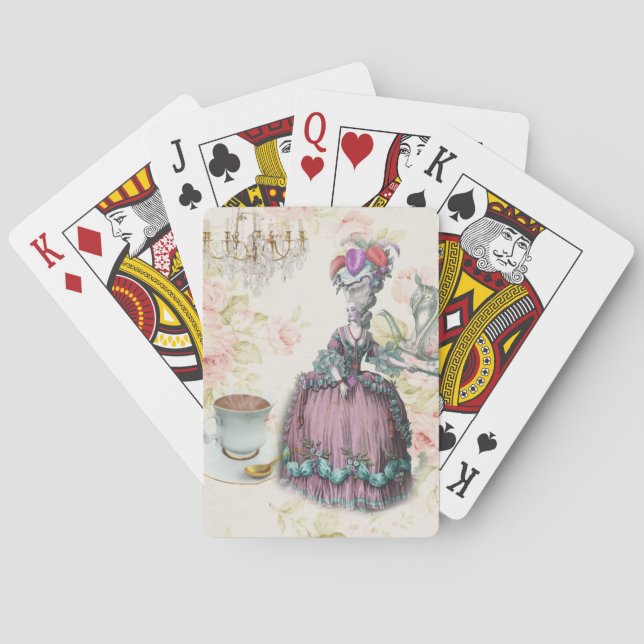 French floral Paris Tea Party Marie Antoinette Poker Cards (Back)