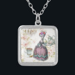 French floral Paris Tea Party Marie Antoinette Silver Plated Necklace<br><div class="desc">French floral Paris Tea Party Marie Antoinette gifts. Vintage Tea Party favors. french queen fashion accessories.Marie Antoinette fashion accessories. Paris birthday gifts. Paris bridal shower tea party. Paris Christmas gifts.</div>