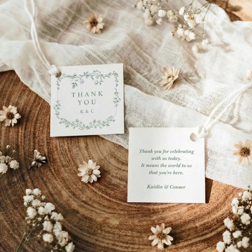 French Floral Sage Green Wedding Thank You Favor Tags