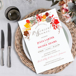 French Floral Sweet Berry Grapes Rehearsal Dinner Invitation