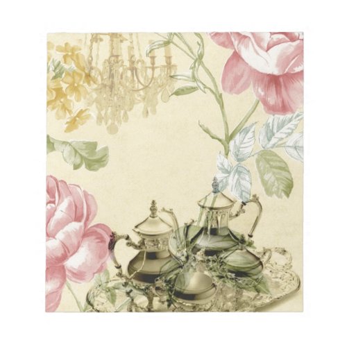 French floral Teacup Teapot Paris Tea Party Notepad