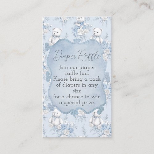 French Floral Toile and Bear Baby Shower Enclosure Card