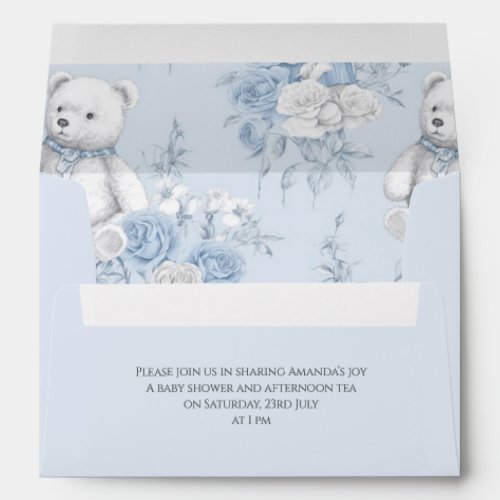 French Floral Toile and Bear Baby Shower Envelope