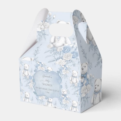 French Floral Toile and Bear Baby Shower Favor Boxes